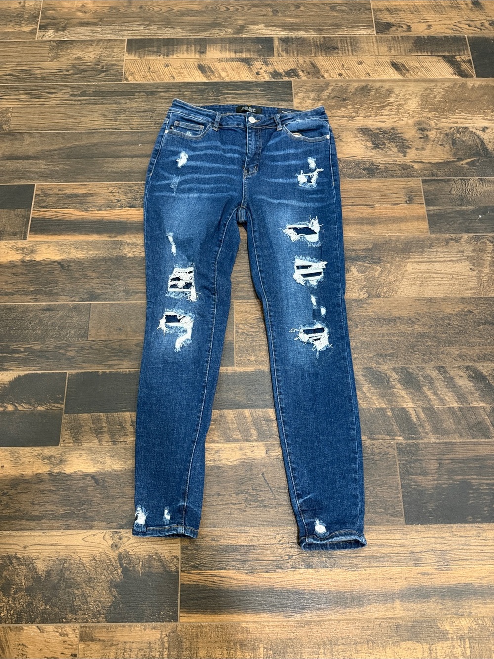 Judy Blue Dark Blue Distressed Skinny Jeans